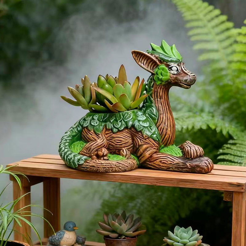 Snake Plant Ceramic - Креативный цветочный горшок в форме дракона,